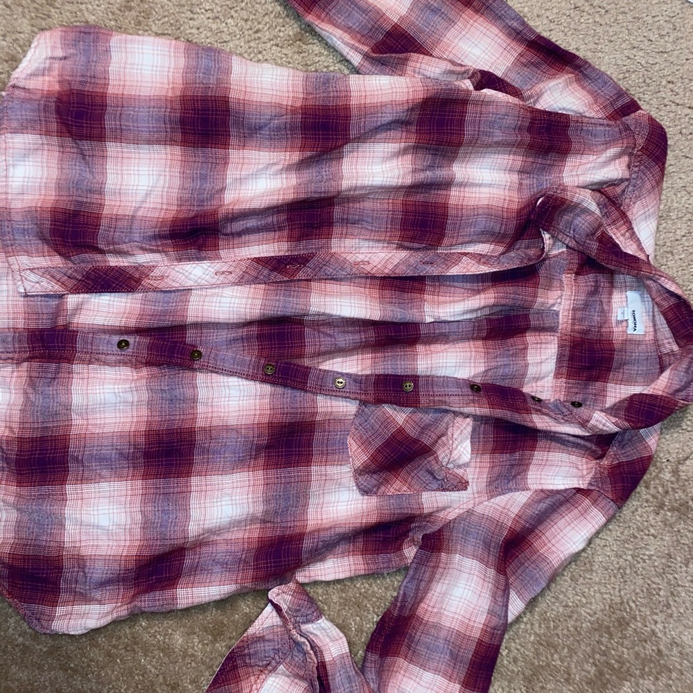 Sonoma Plaid Button Down Top